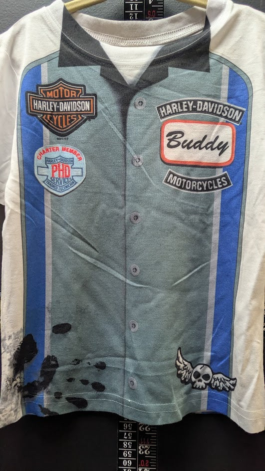 Harley-Davidson "Buddy" Mechanic Shop Uniform Graphic Toddler T-Shirt – Size 4T