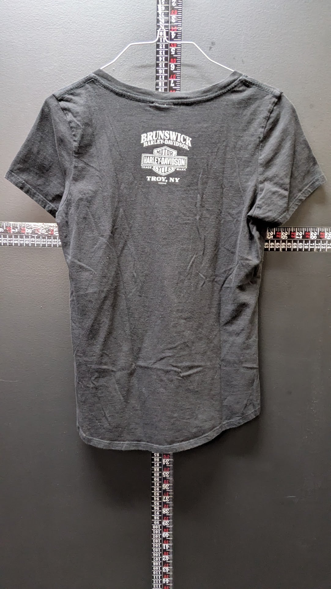 Harley Davidson Womens Medium V Neck T Shirt Brunswick Harley Davidson Troy NY Studded Logo