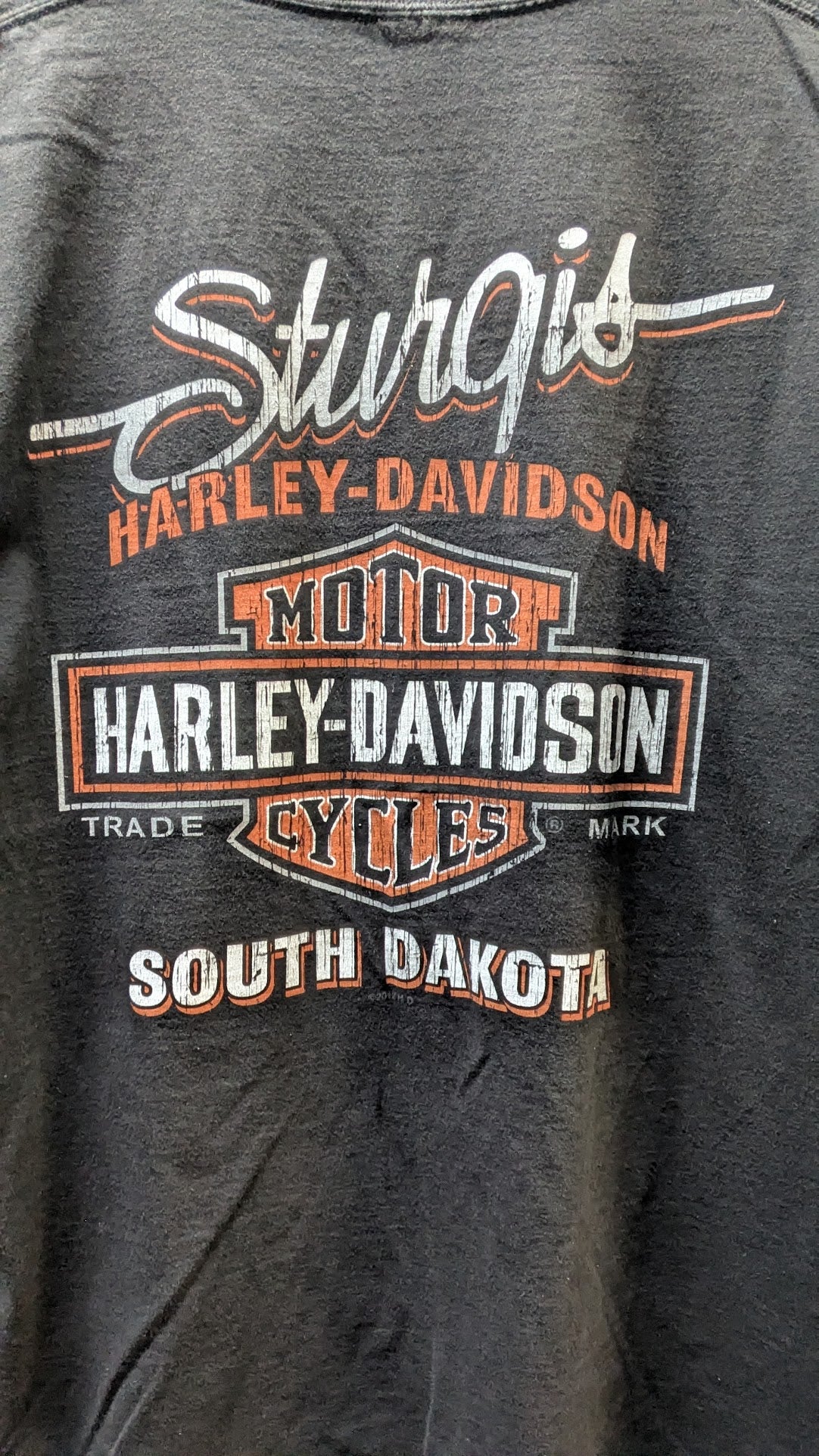 2018 Harley-Davidson Sturgis South Dakota T-Shirt – Faded Black Graphic Tee – Cut tag Fits Like Large