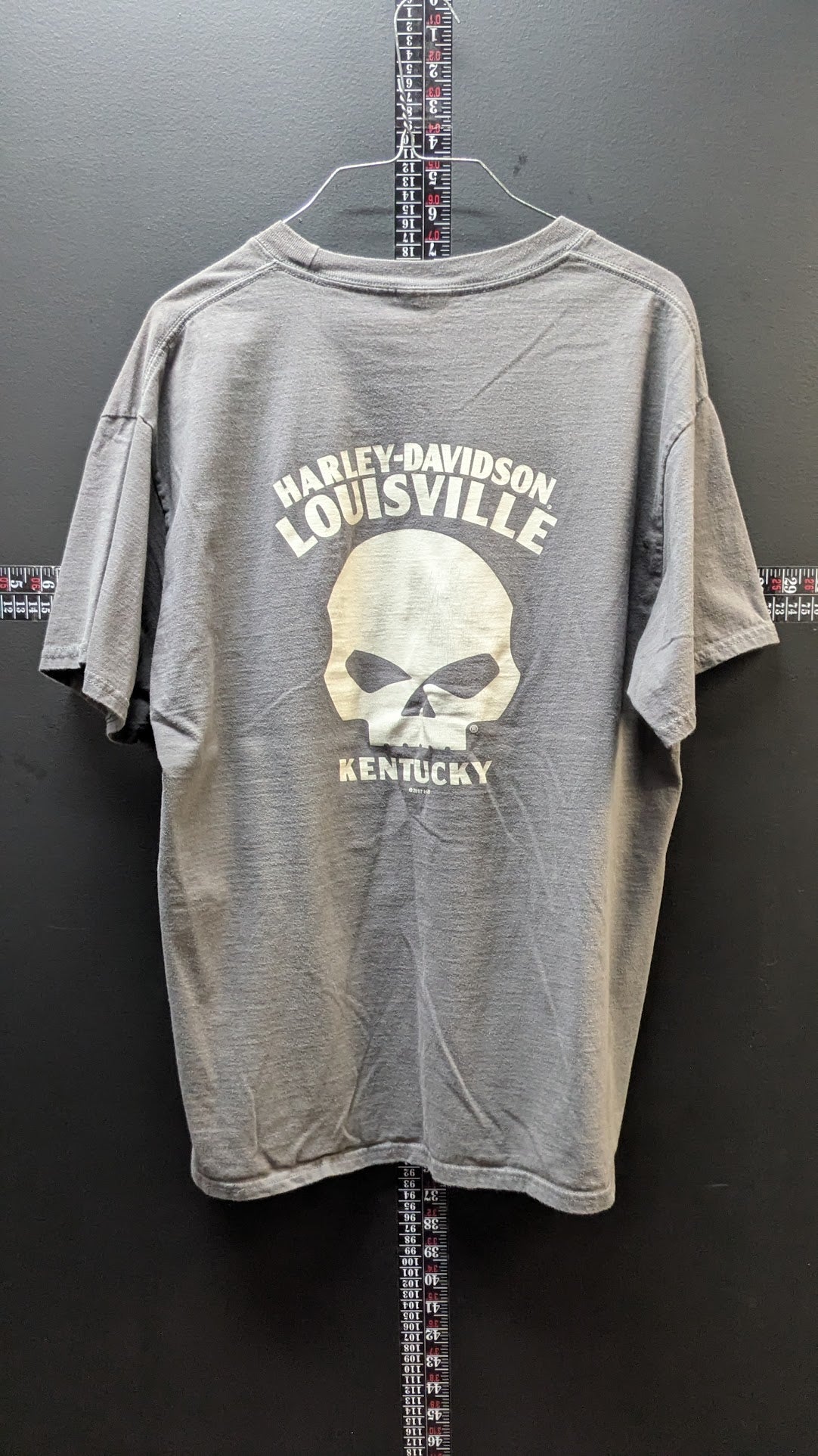 Harley-Davidson Louisville Kentucky Skull Pocket T-Shirt Gray Large