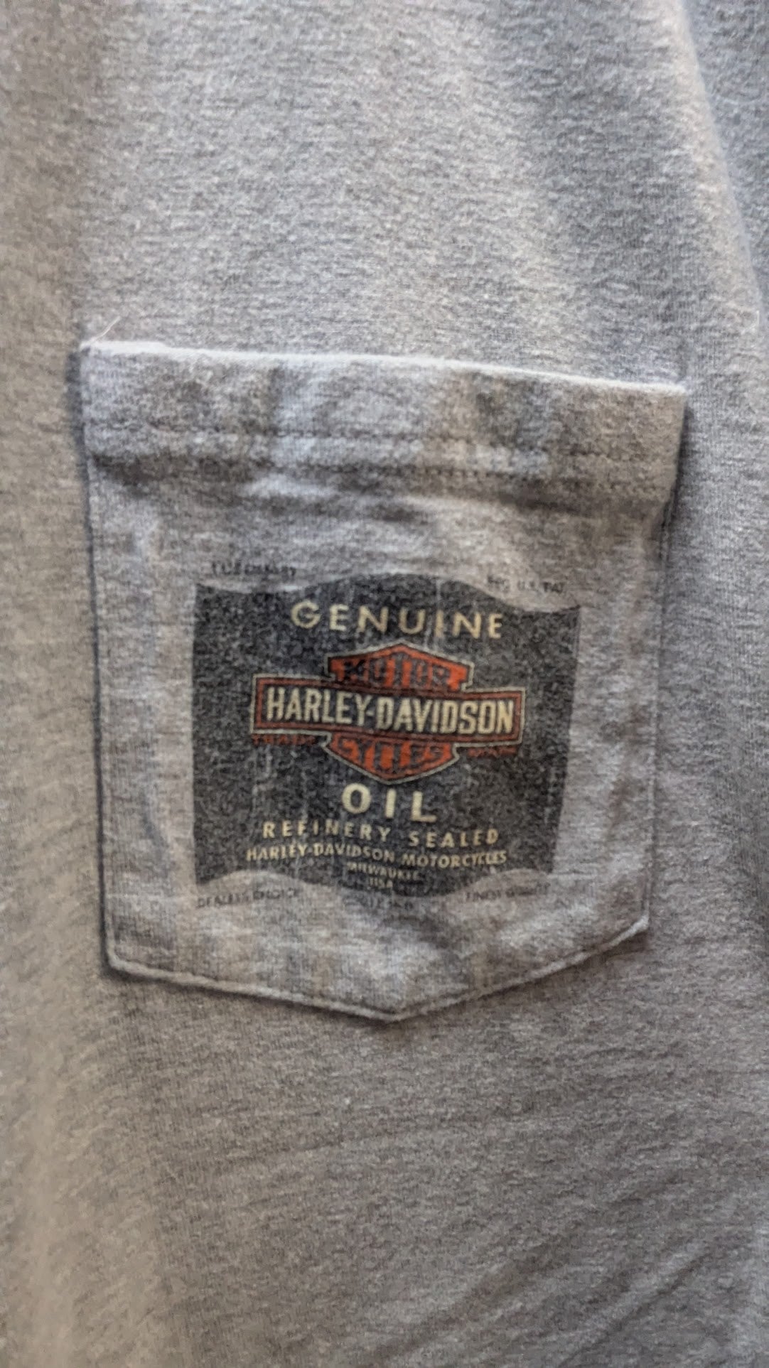 Harley-Davidson Charlotte North Carolina Racing Pocket T-Shirt Gray Large