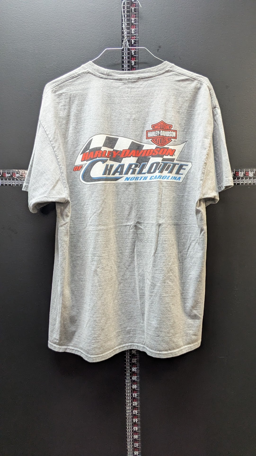 Harley-Davidson Charlotte North Carolina Racing Pocket T-Shirt Gray Large