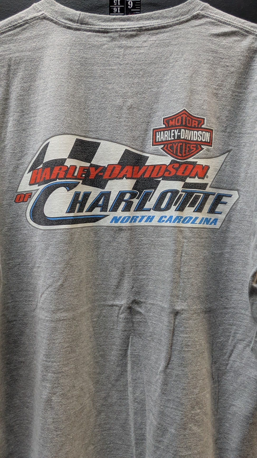 Harley-Davidson Charlotte North Carolina Racing Pocket T-Shirt Gray Large