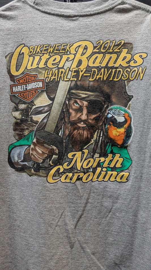 2012 Harley-Davidson Outer Banks Bike Week Pirate T-Shirt North Carolina Large