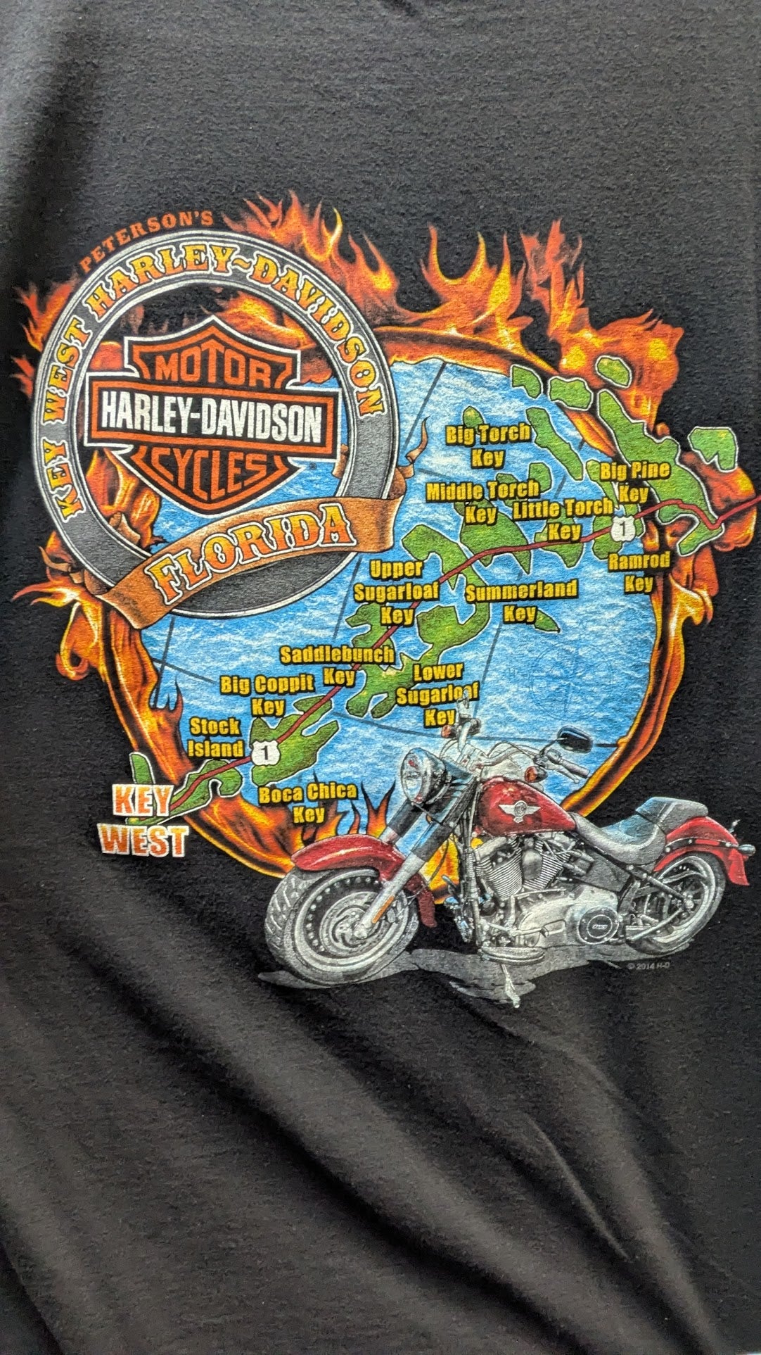 2011 Harley-Davidson Key West Florida Map T-Shirt Black Large