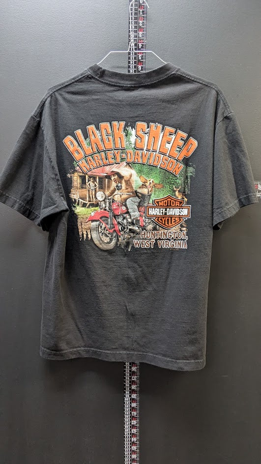 2021 Harley-Davidson Black Sheep Huntington WV Dealer T-Shirt Black Double Sided