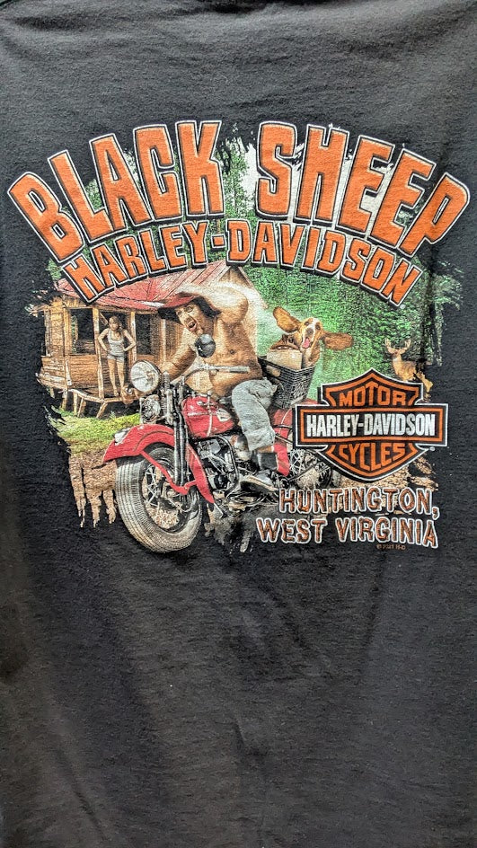 2021 Harley-Davidson Black Sheep Huntington WV Dealer T-Shirt Black Double Sided