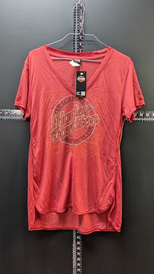 Harley-Davidson Womens Medium V Neck T Shirt NWT Barnett Harley El Paso TX Red