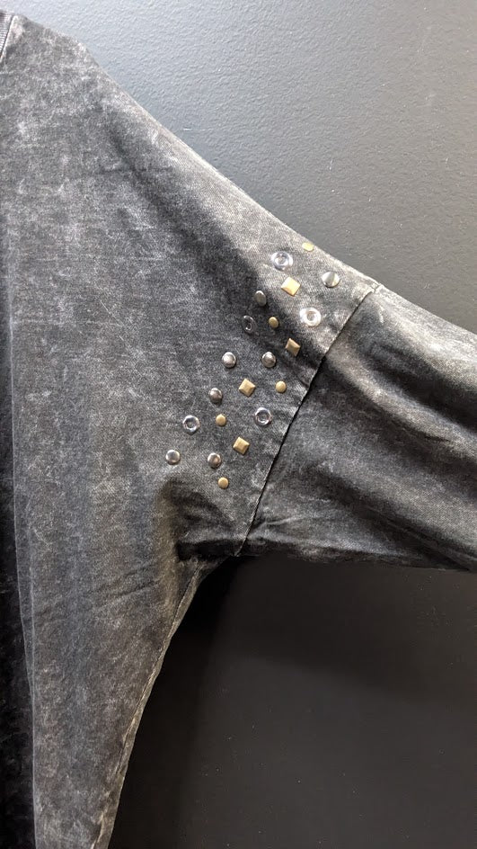 Harley-Davidson Womens XL Mineral Wash Studded 3/4 Sleeve Top NWT Barnett Harley