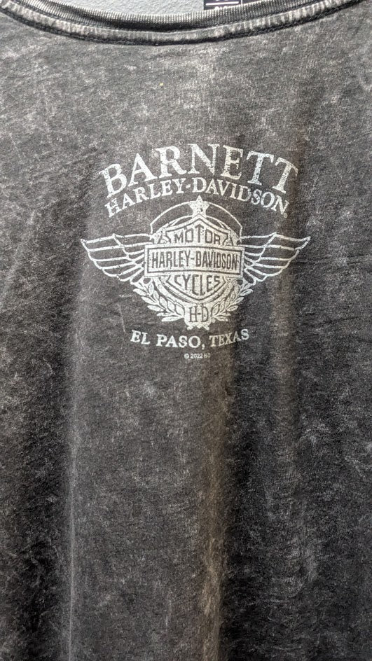 Harley-Davidson Womens XL Mineral Wash Studded 3/4 Sleeve Top NWT Barnett Harley