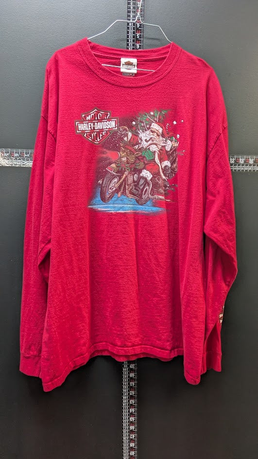 Harley-Davidson Christmas Santa Long Sleeve Shirt 2XL Chuck's Harley Bloomington IN