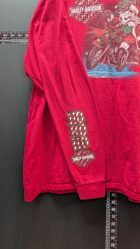 Harley-Davidson Christmas Santa Long Sleeve Shirt 2XL Chuck's Harley Bloomington IN