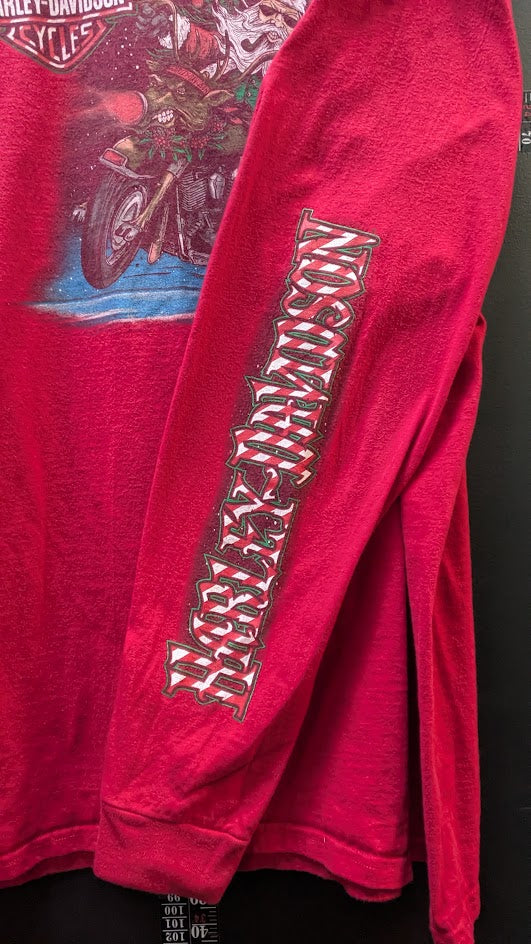 Harley-Davidson Christmas Santa Long Sleeve Shirt 2XL Chuck's Harley Bloomington IN