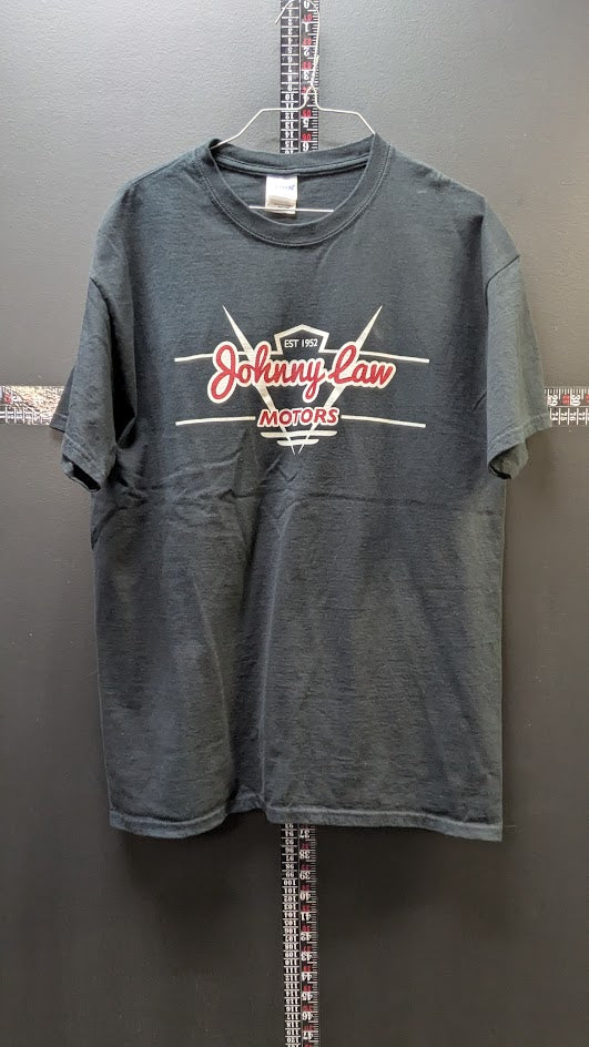 Johnny Law Motors T Shirt Large Gray Hot Rod Street Rod Automotive Graphic Tee