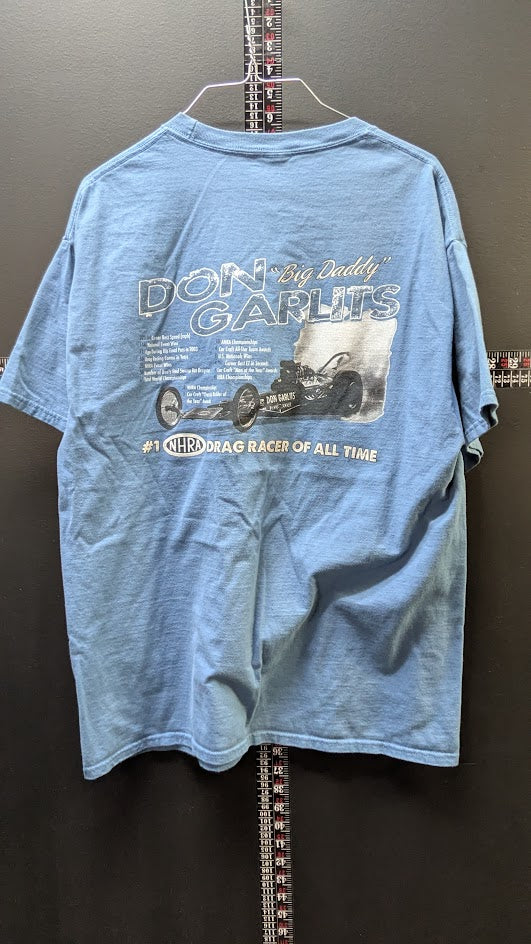 Don Garlits Museum of Drag Racing Pocket T Shirt Blue NHRA Big Daddy Dragster Tee