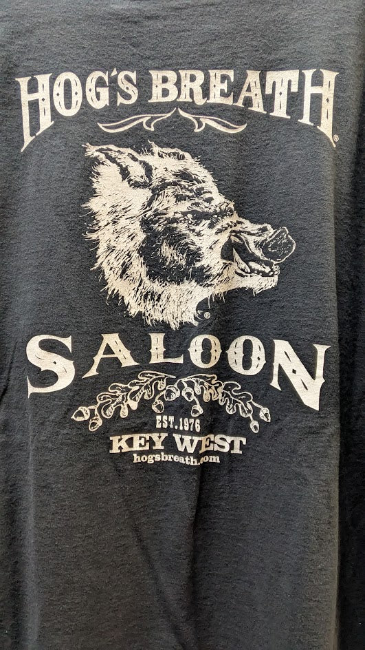 Hog's Breath Saloon Key West Florida T Shirt Black Hog Graphic Biker Bar Tee