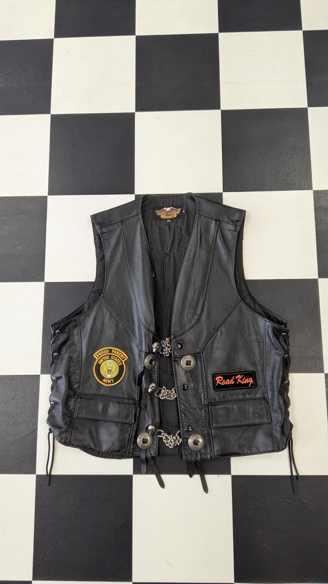 Vintage Harley-Davidson Leather Vest Road King Biker Vest USA Made Large