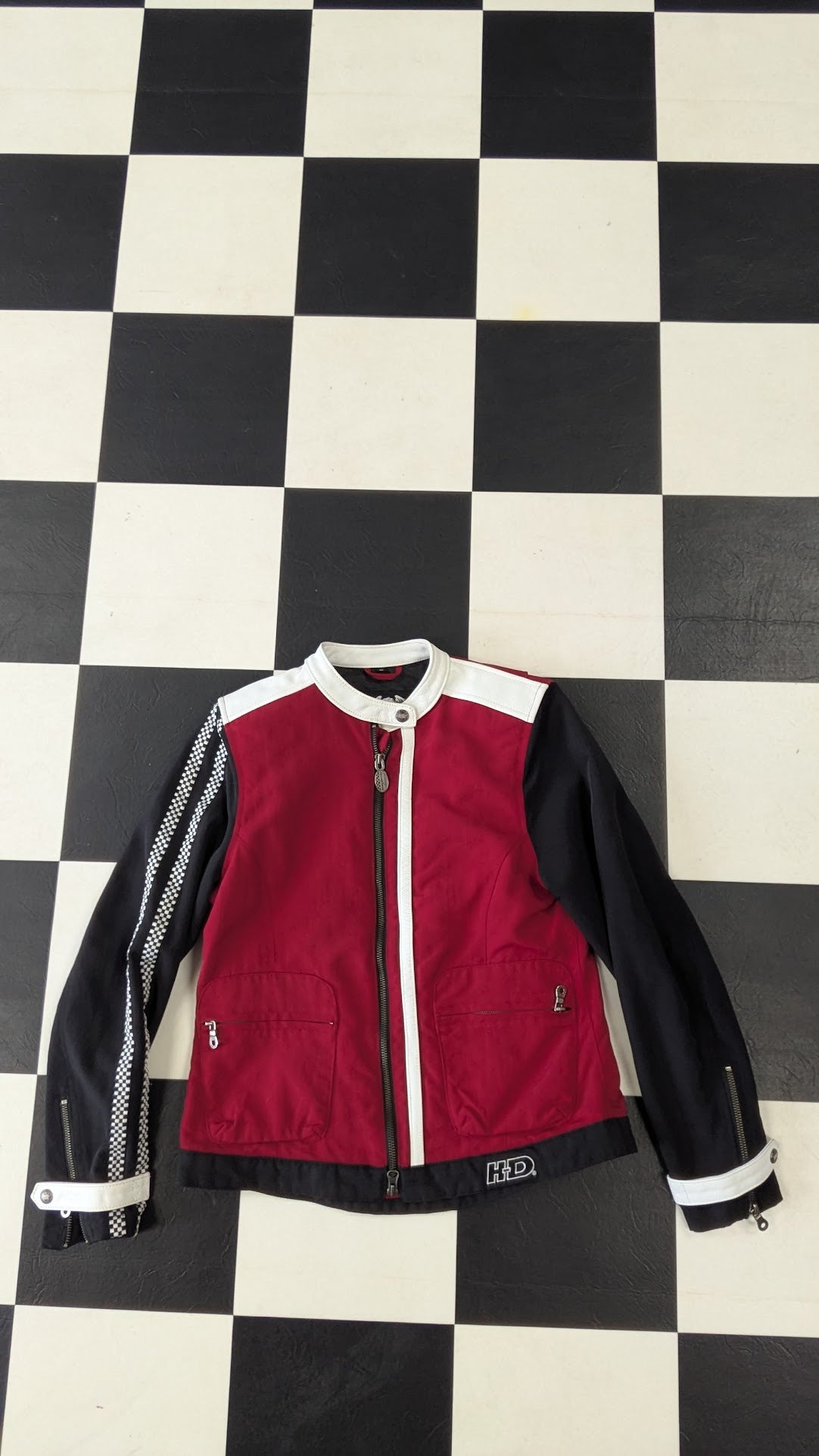 Harley-Davidson Women's Racing Style Riding Jacket Red Black White Small