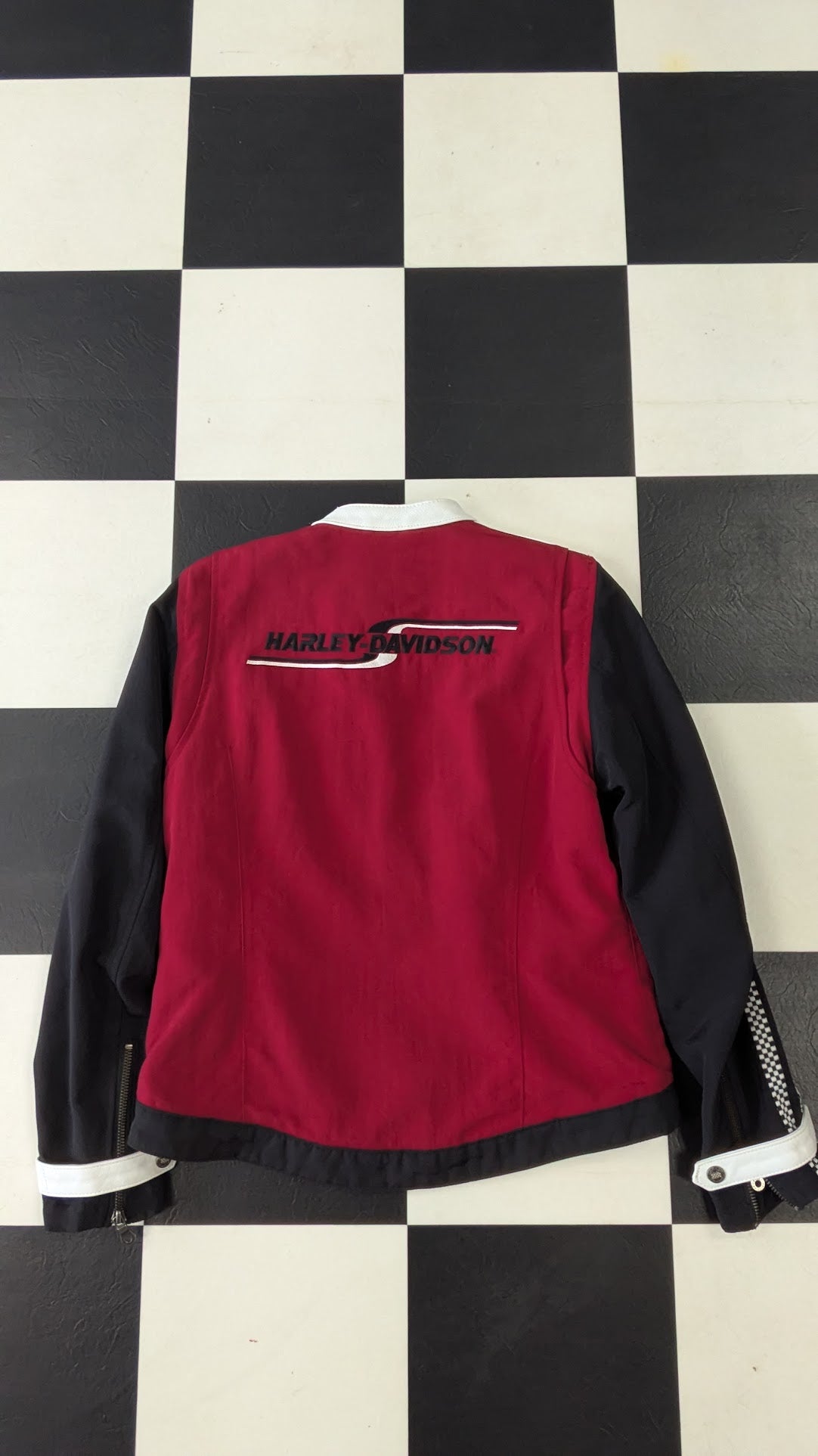 Harley-Davidson Women's Racing Style Riding Jacket Red Black White Small