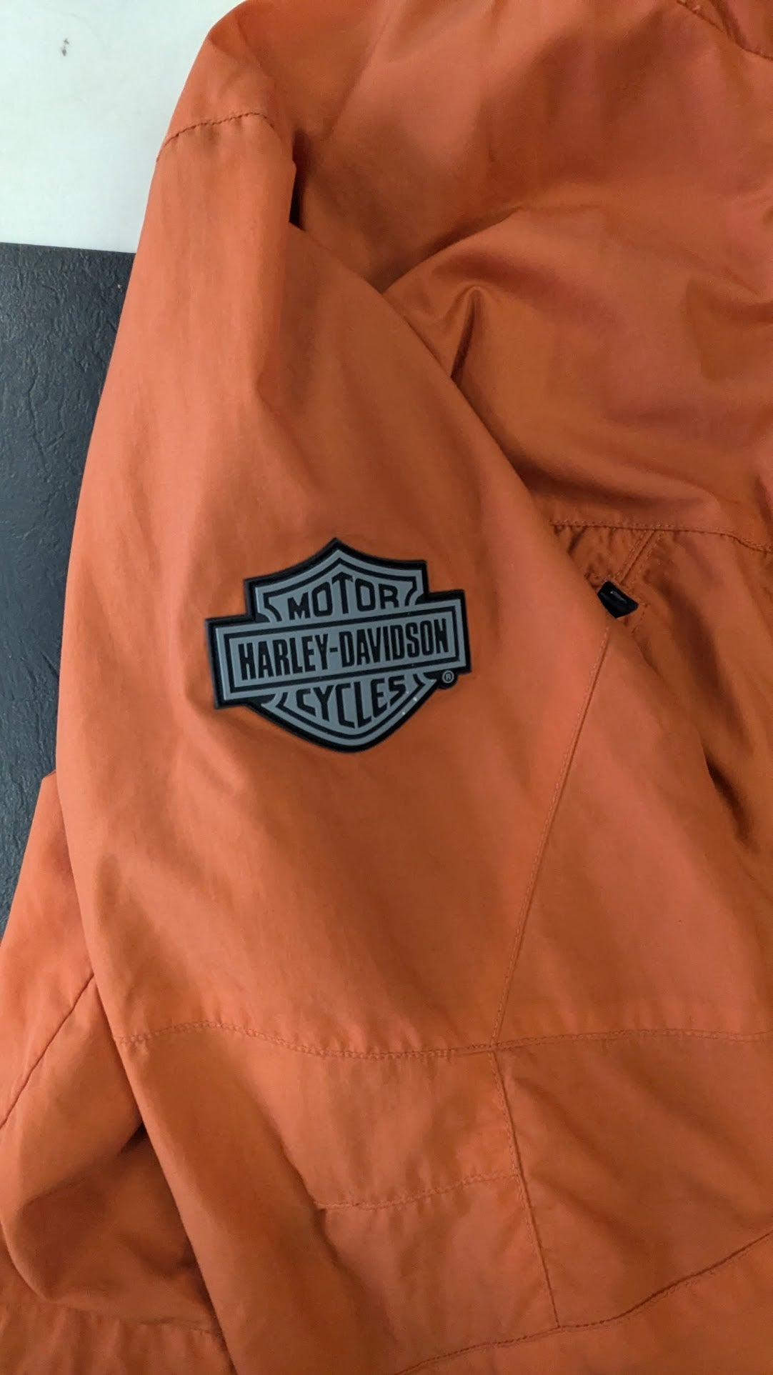 Harley-Davidson Orange Hooded Jacket Women's Small Lightweight Riding Coat