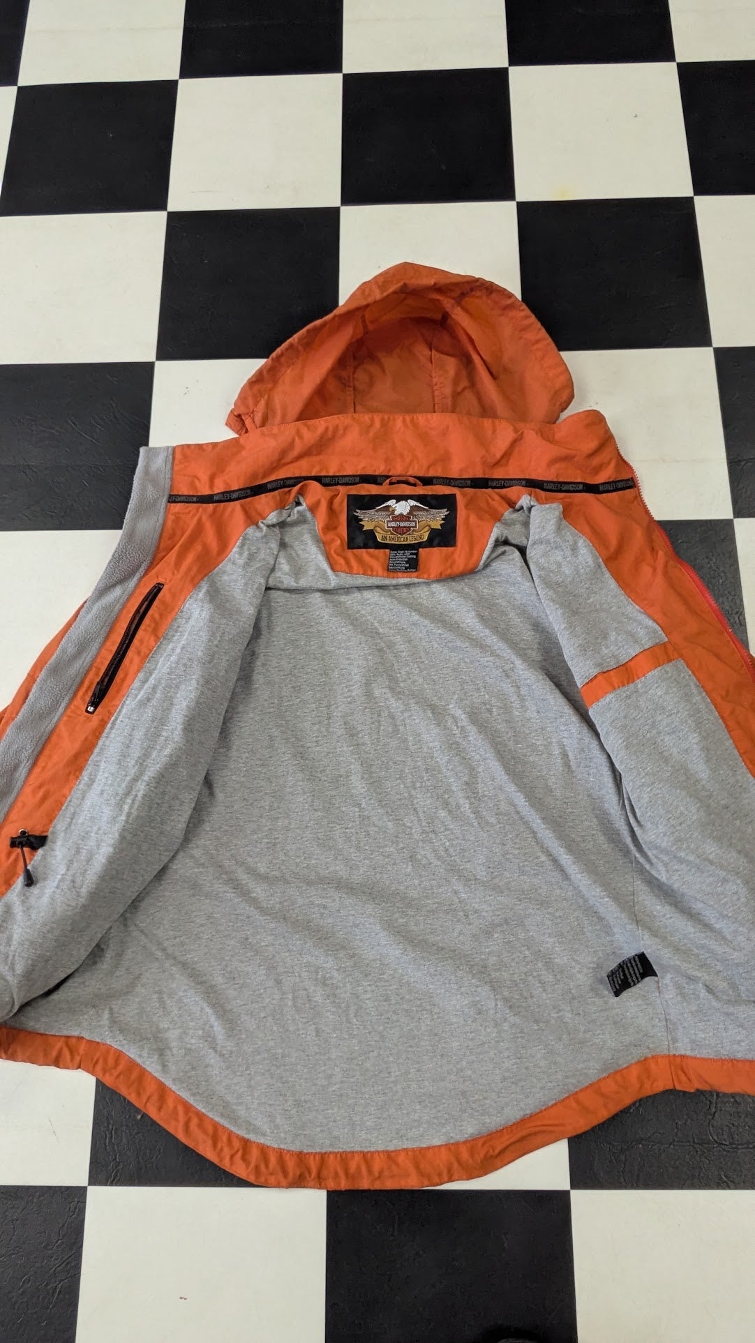 Harley-Davidson Orange Hooded Jacket Women's Small Lightweight Riding Coat