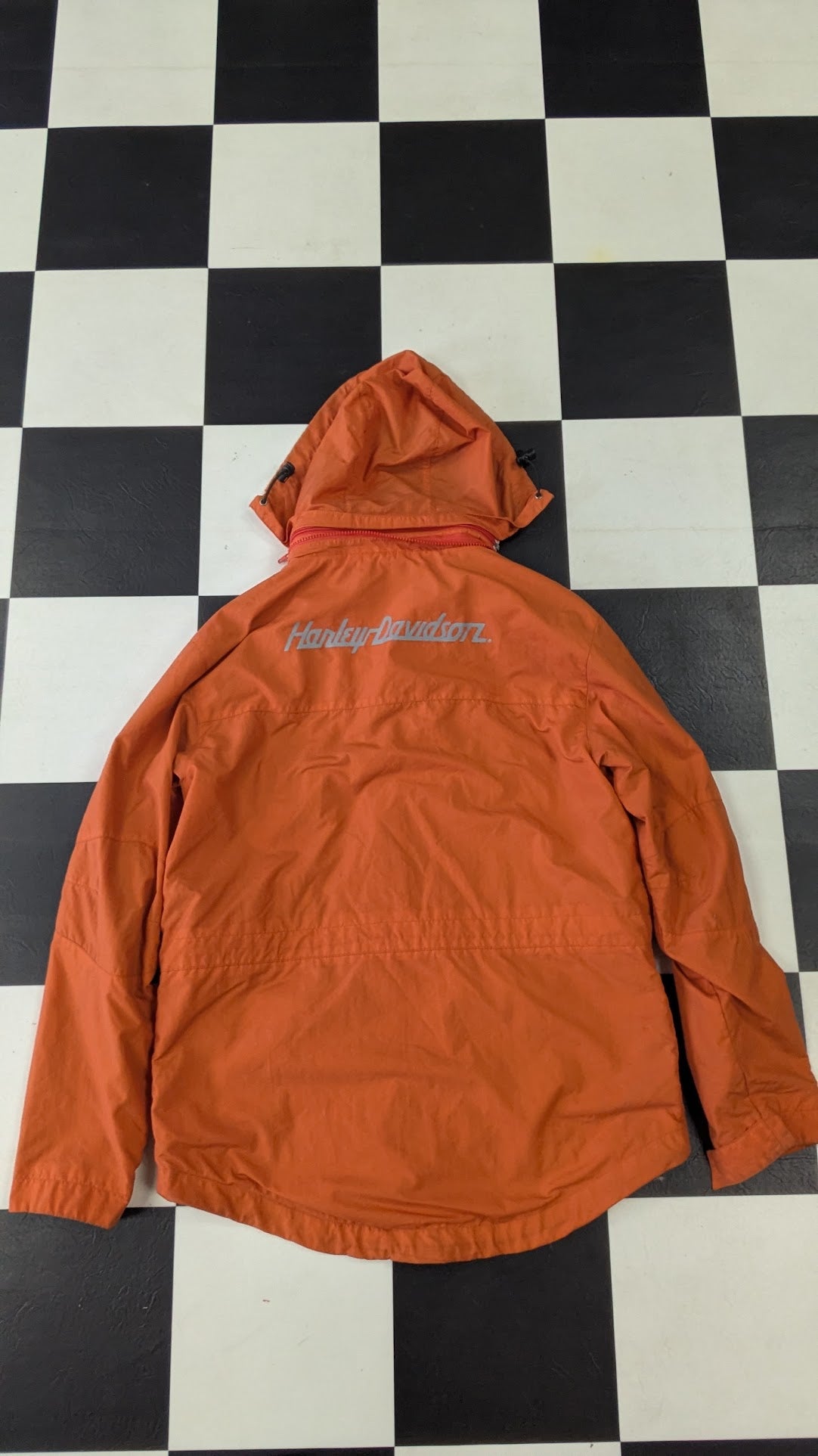 Harley-Davidson Orange Hooded Jacket Women's Small Lightweight Riding Coat