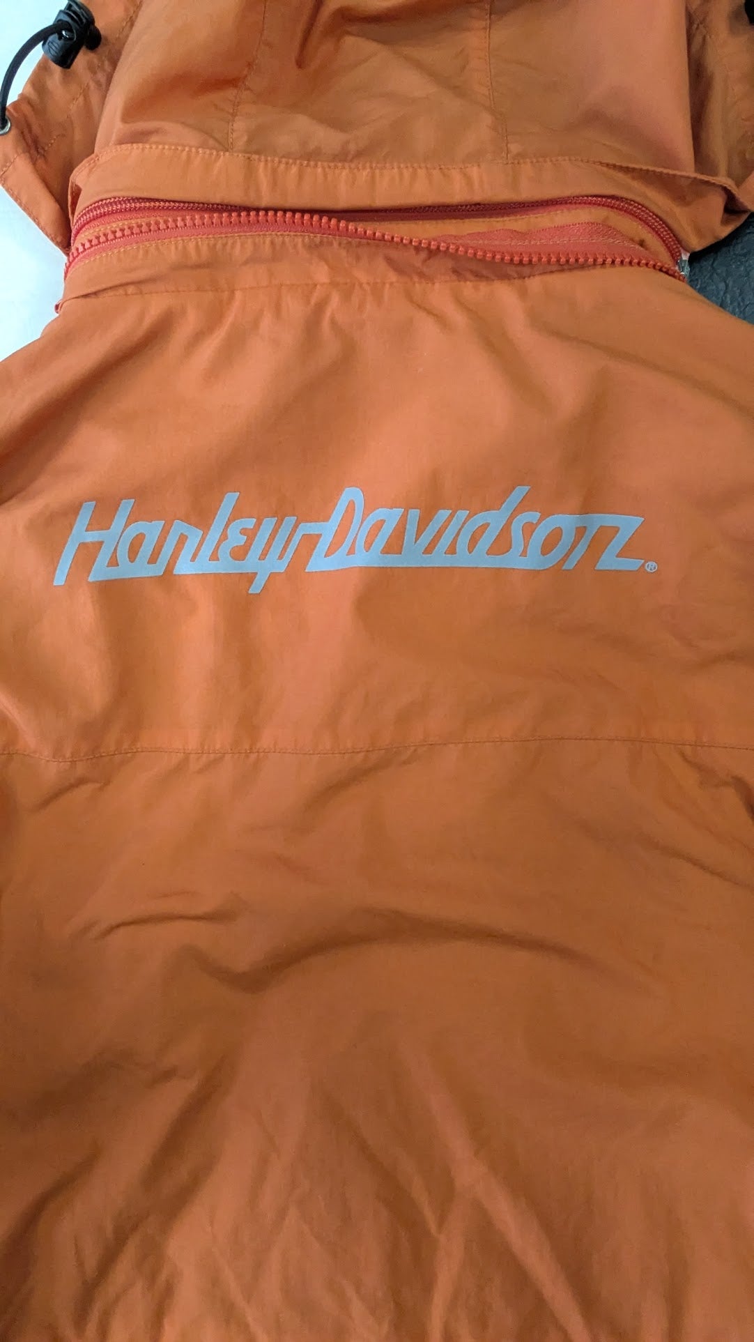 Harley-Davidson Orange Hooded Jacket Women's Small Lightweight Riding Coat