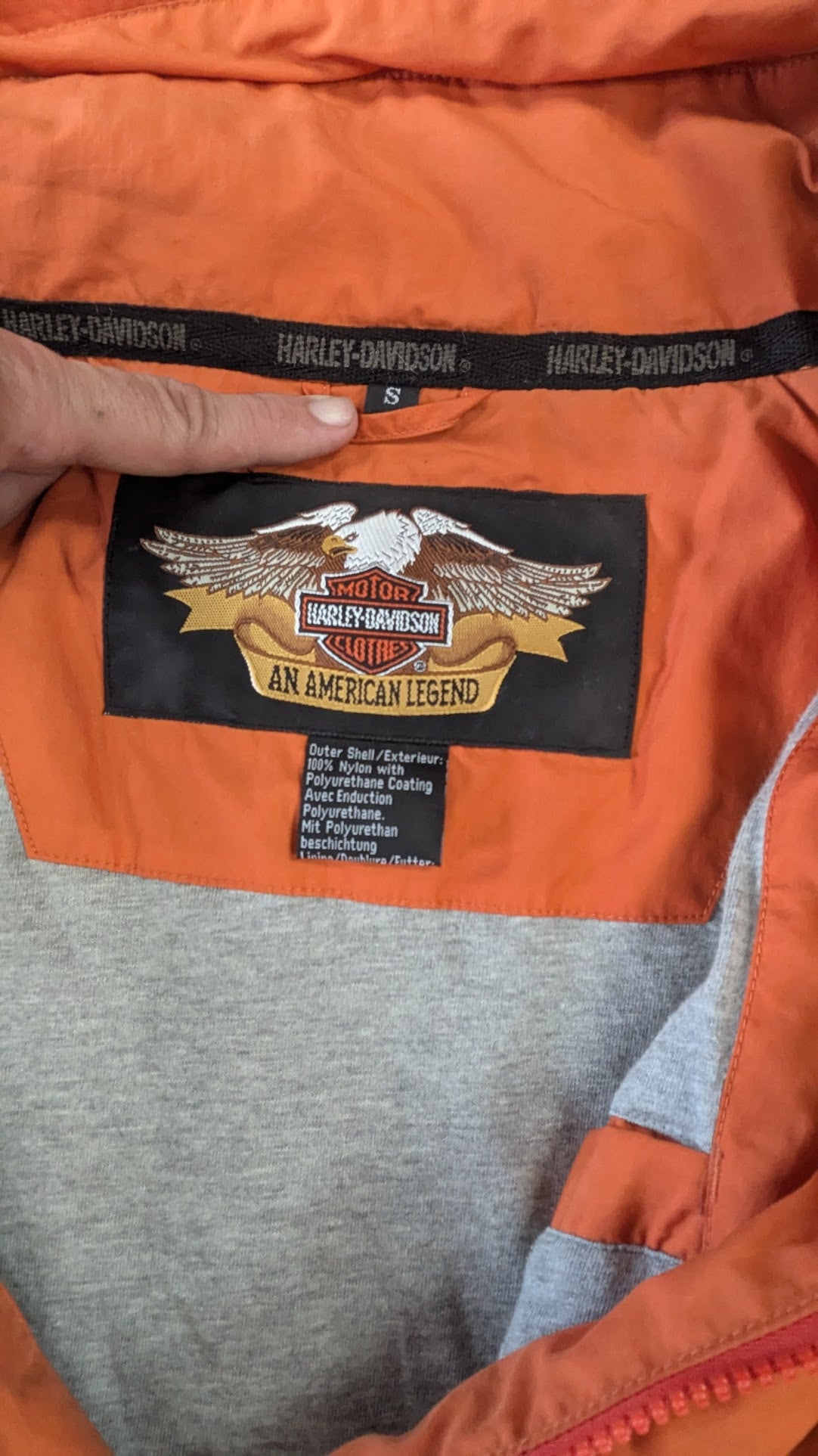 Harley-Davidson Orange Hooded Jacket Women's Small Lightweight Riding Coat