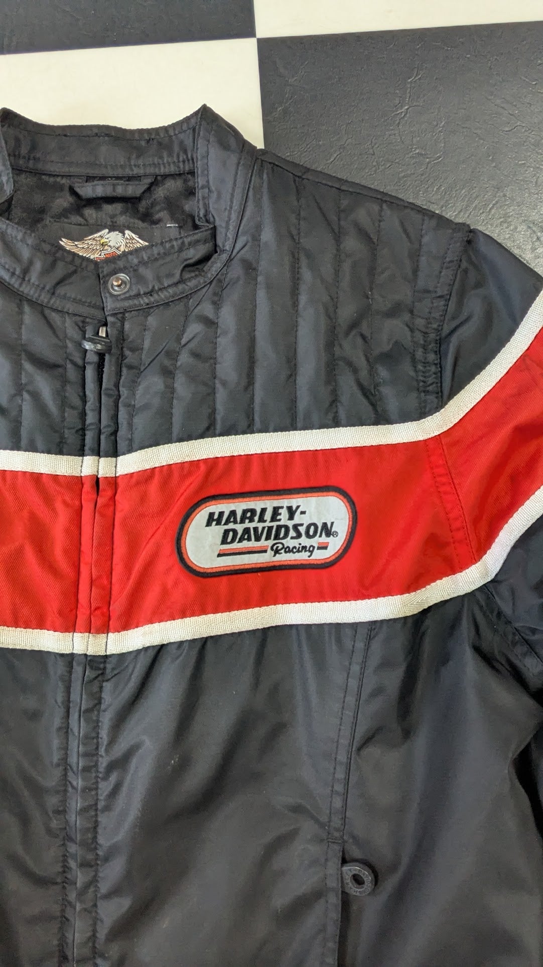 Harley-Davidson Racing Jacket Medium Black Red Full Zip Motorcycle Jacket