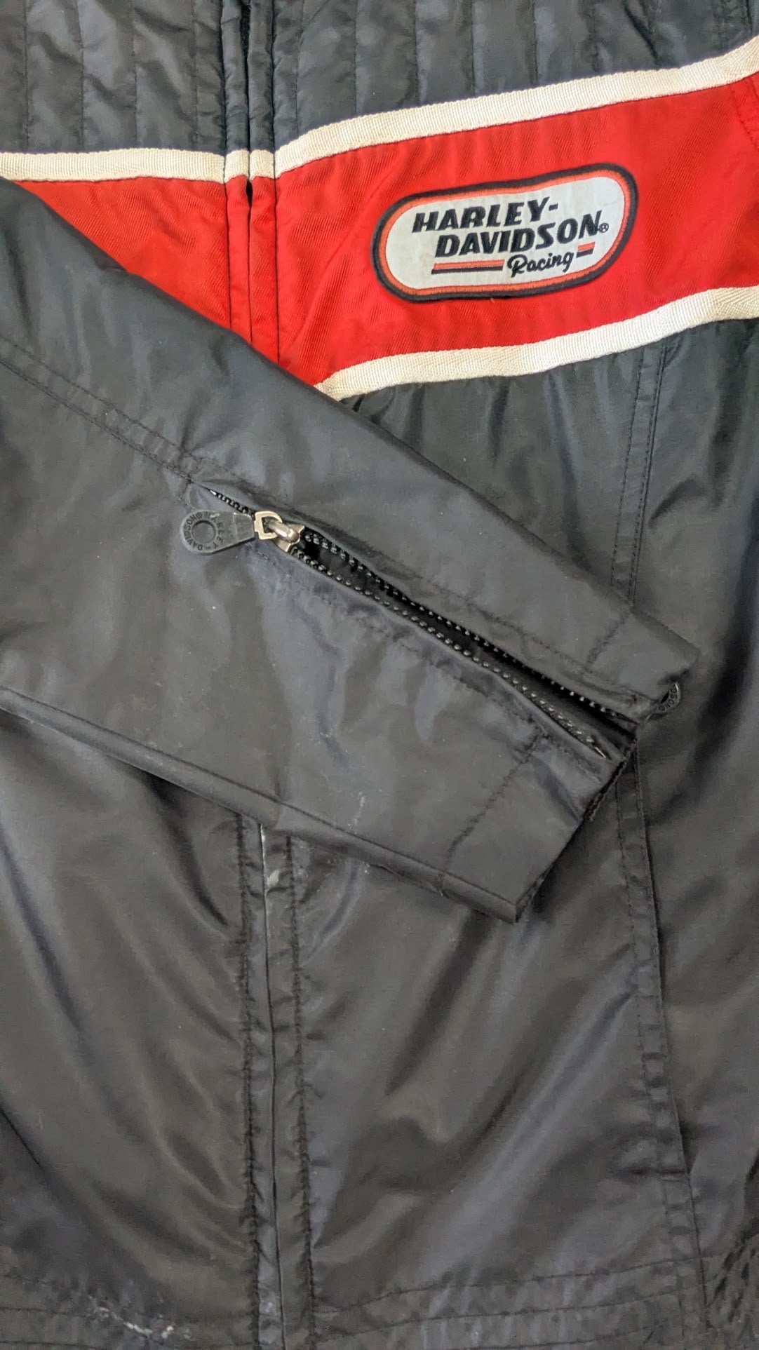 Harley-Davidson Racing Jacket Medium Black Red Full Zip Motorcycle Jacket