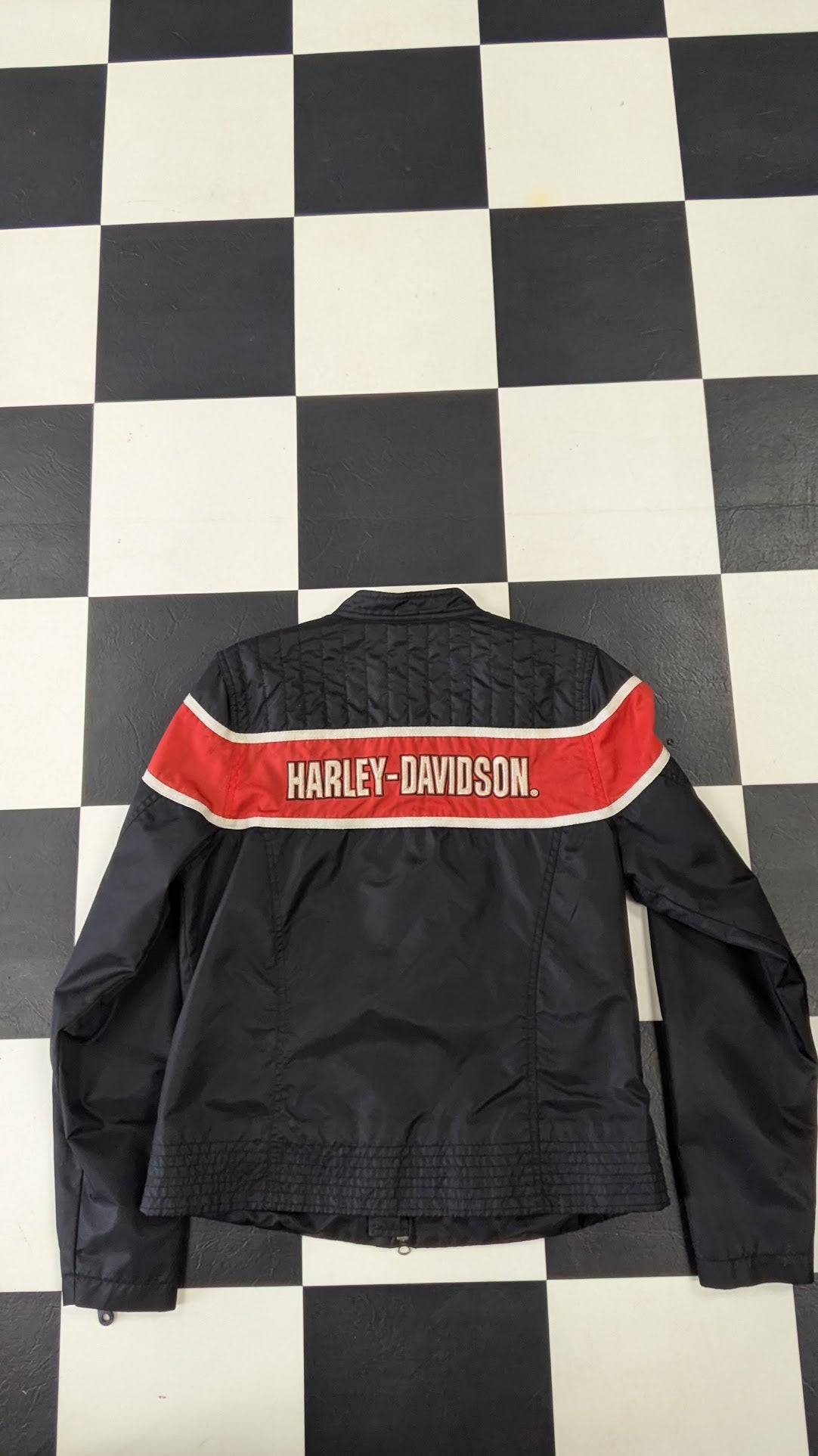 Harley-Davidson Racing Jacket Medium Black Red Full Zip Motorcycle Jacket