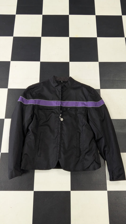 Vance Leathers Women's Motorcycle Riding Jacket Black Purple Size Large Removable Liner