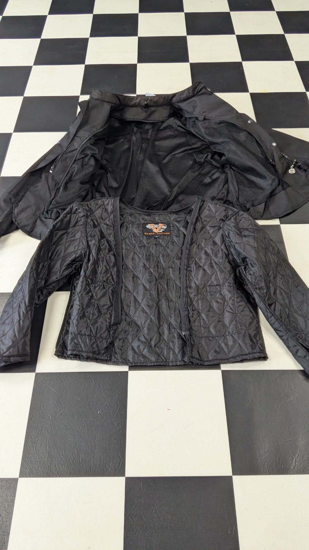 Vance Leathers Women's Motorcycle Riding Jacket Black Purple Size Large Removable Liner