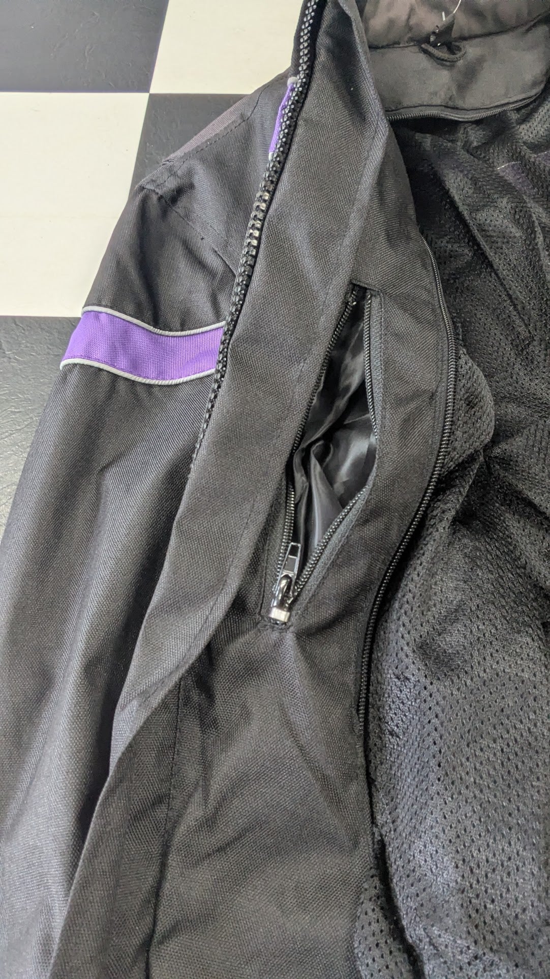 Vance Leathers Women's Motorcycle Riding Jacket Black Purple Size Large Removable Liner