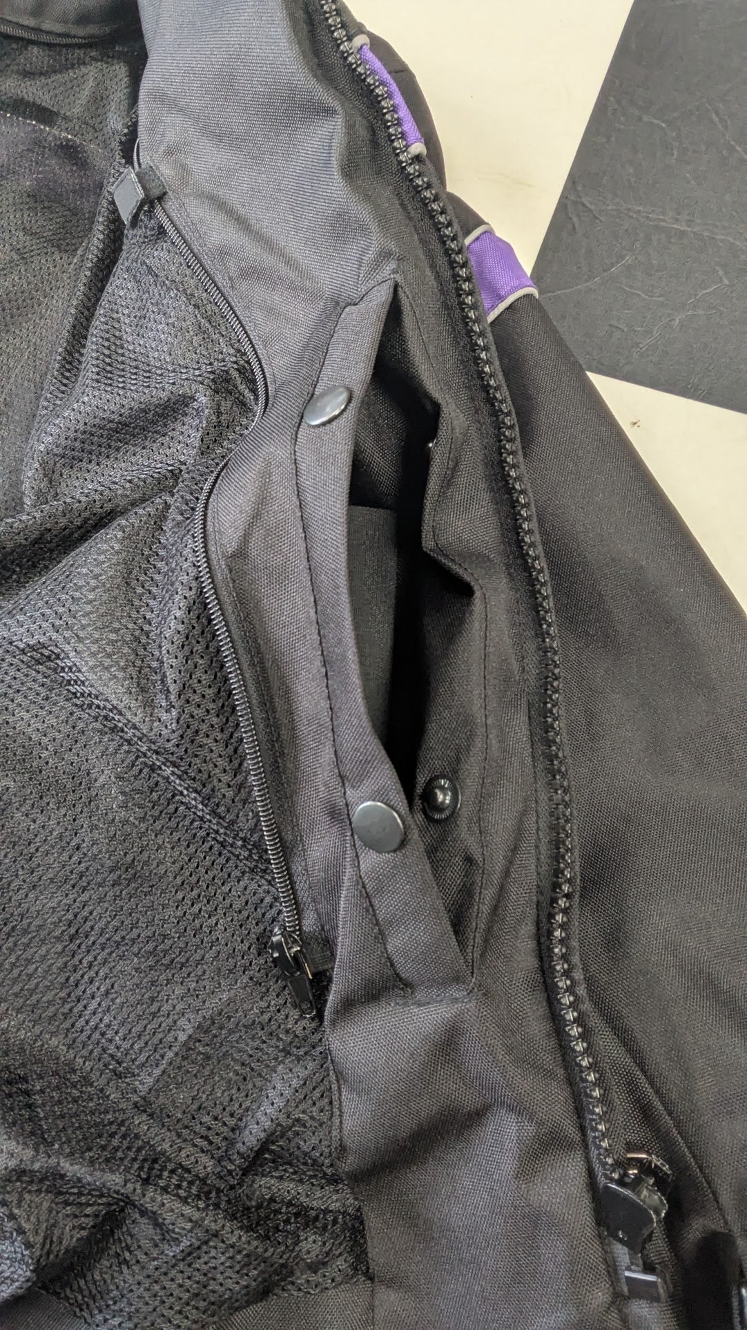 Vance Leathers Women's Motorcycle Riding Jacket Black Purple Size Large Removable Liner