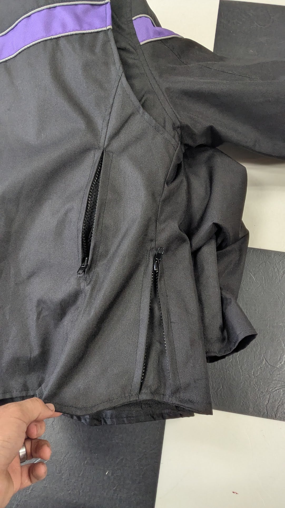 Vance Leathers Women's Motorcycle Riding Jacket Black Purple Size Large Removable Liner
