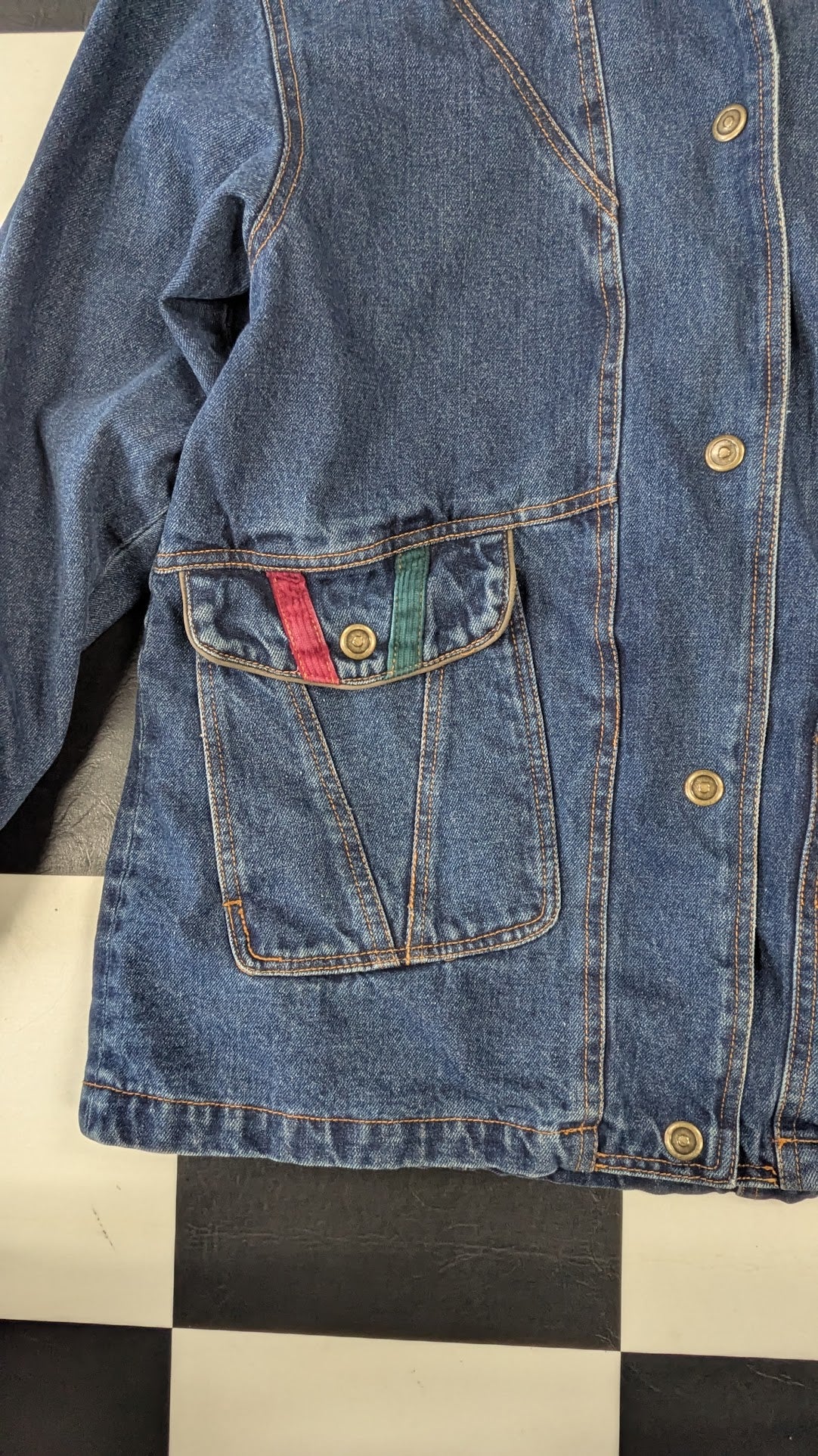 Vintage Current Seen Fleece Lined Denim Jacket Women's Medium Plaid Lined 90s