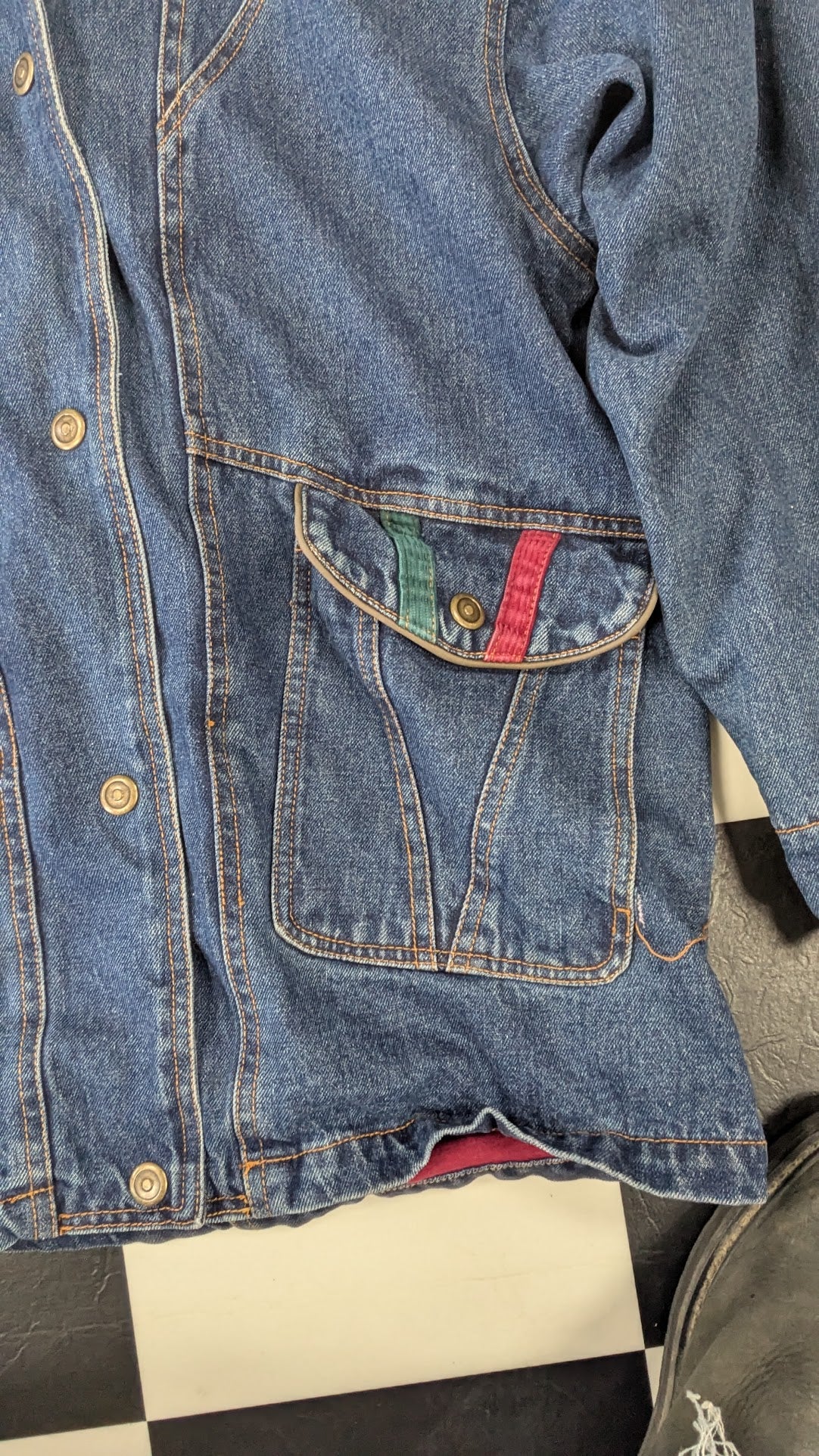 Vintage Current Seen Fleece Lined Denim Jacket Women's Medium Plaid Lined 90s