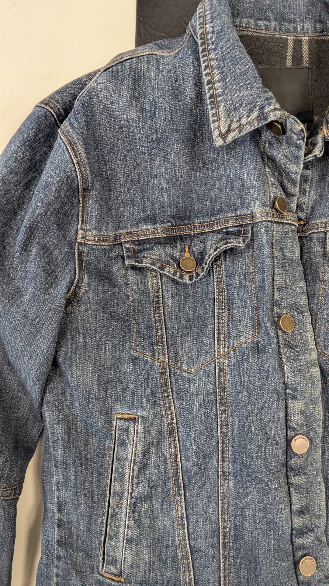 Blank NYC Denim Jacket Women's XL Plaid Flannel Lined Blue Jean Jacket