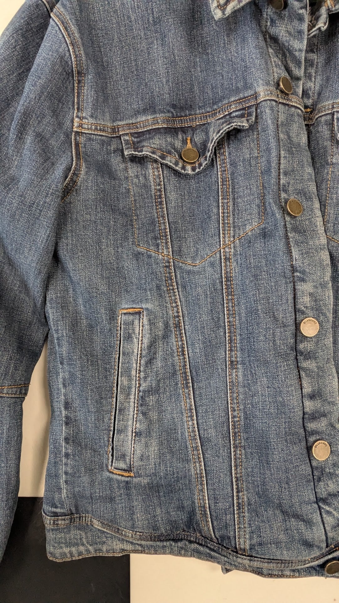 Blank NYC Denim Jacket Women's XL Plaid Flannel Lined Blue Jean Jacket
