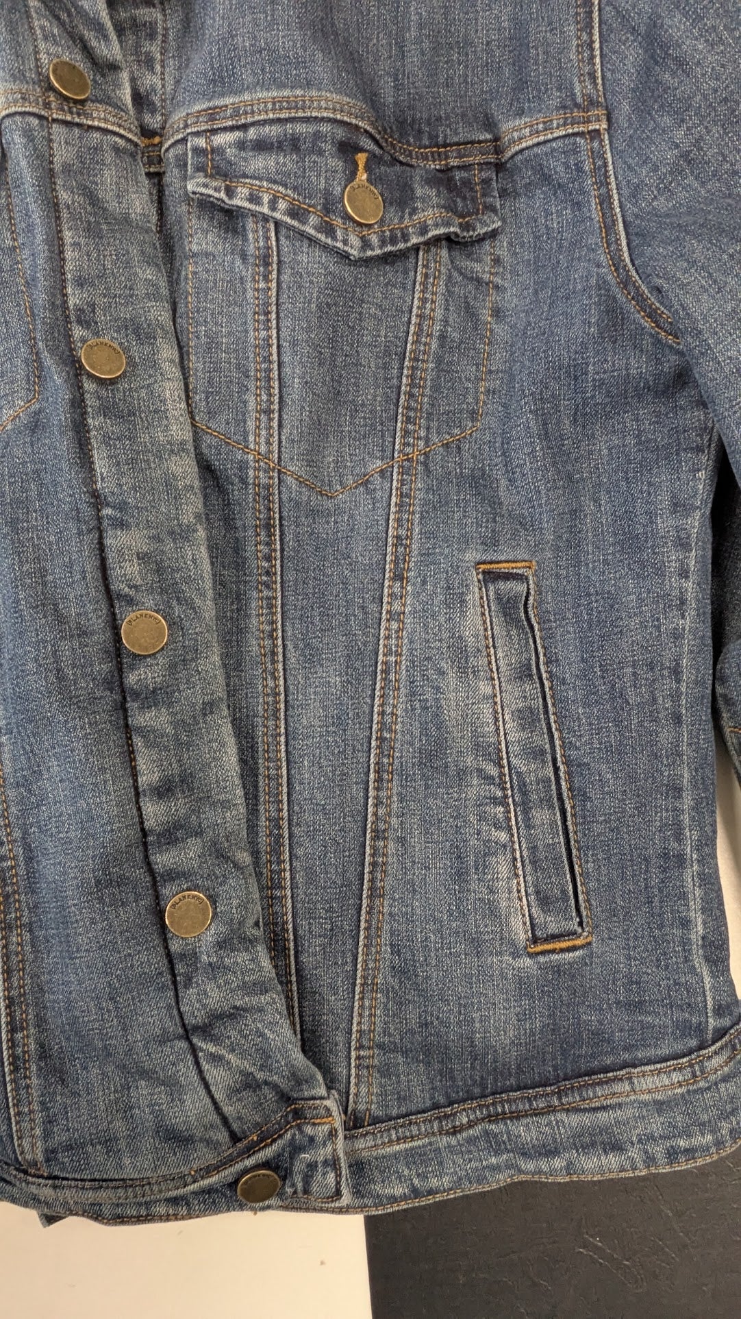 Blank NYC Denim Jacket Women's XL Plaid Flannel Lined Blue Jean Jacket