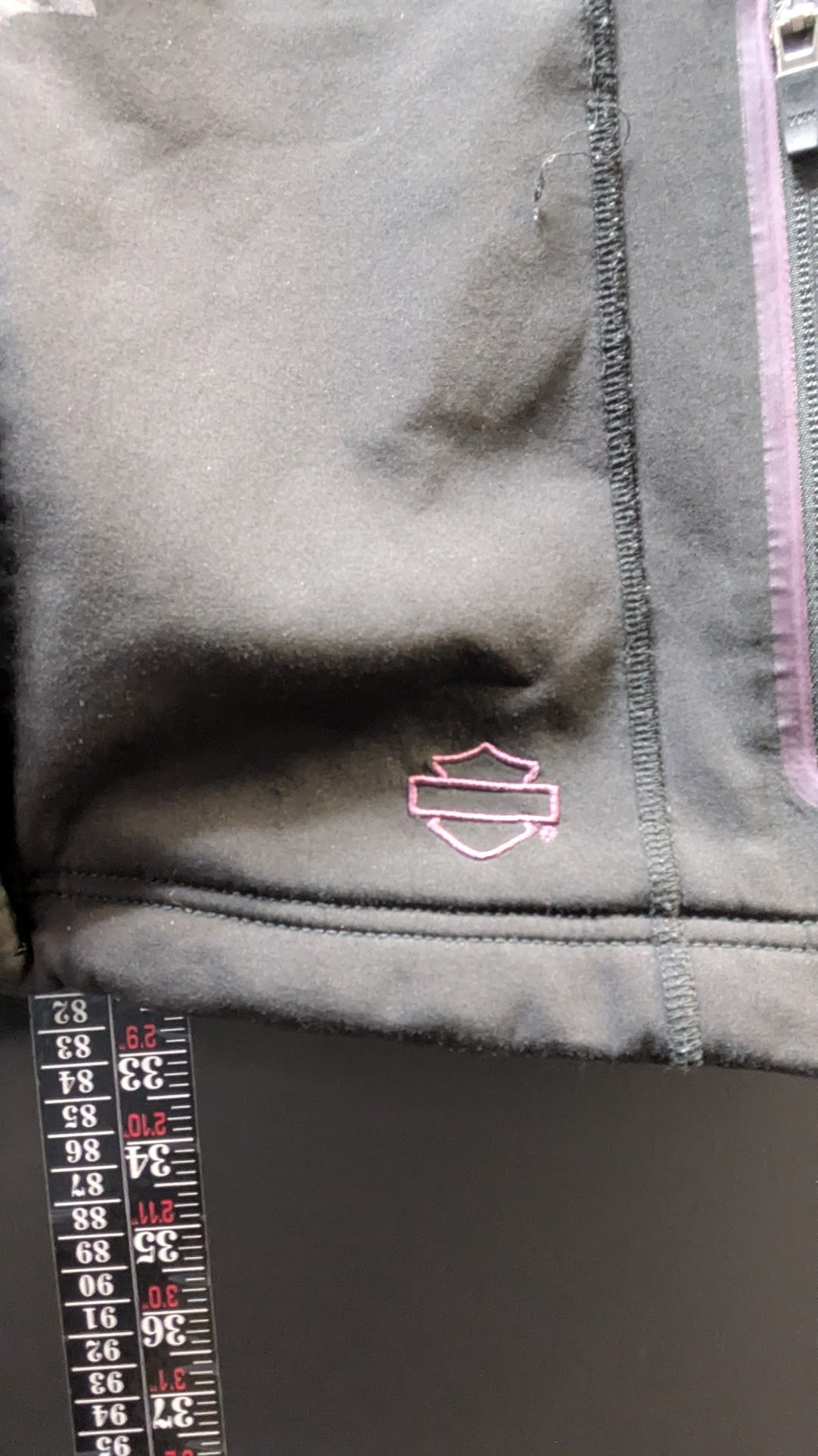Harley-Davidson Women's Black Softshell Jacket Purple Scroll Graphic Zip Front