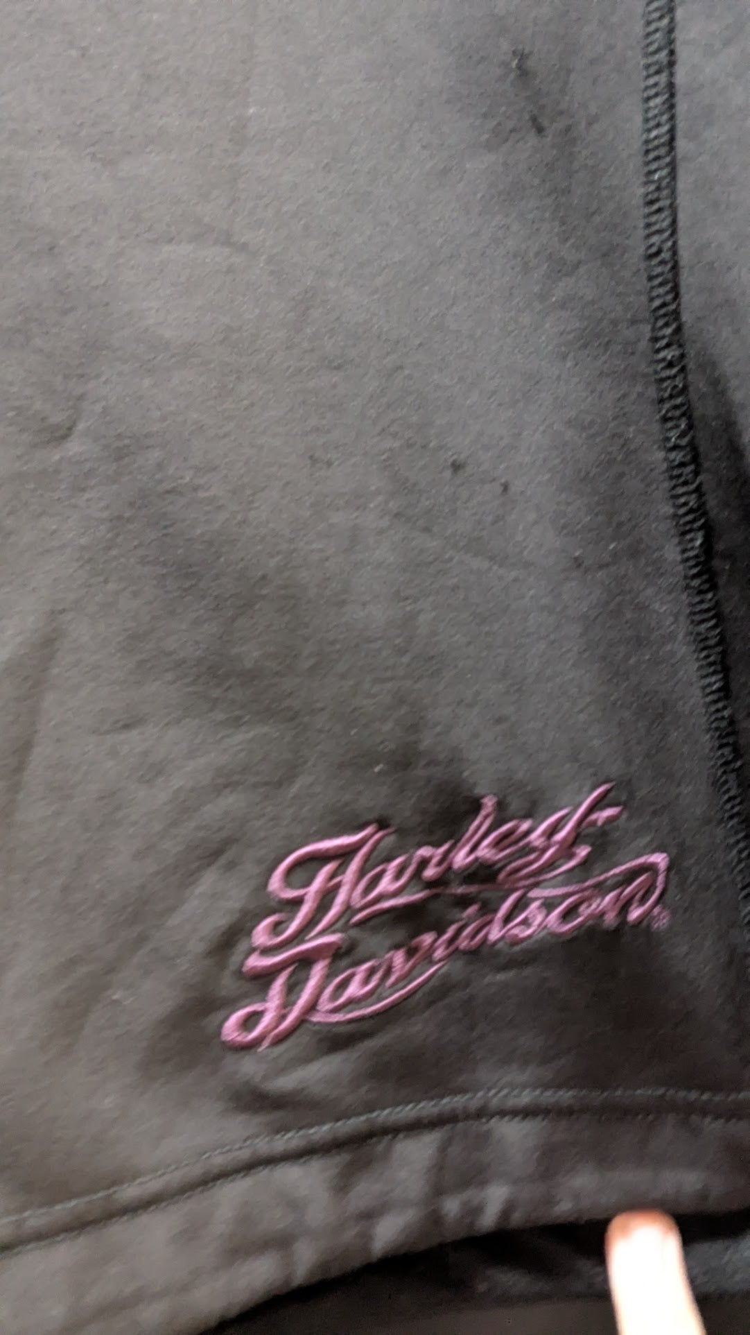 Harley-Davidson Women's Black Softshell Jacket Purple Scroll Graphic Zip Front