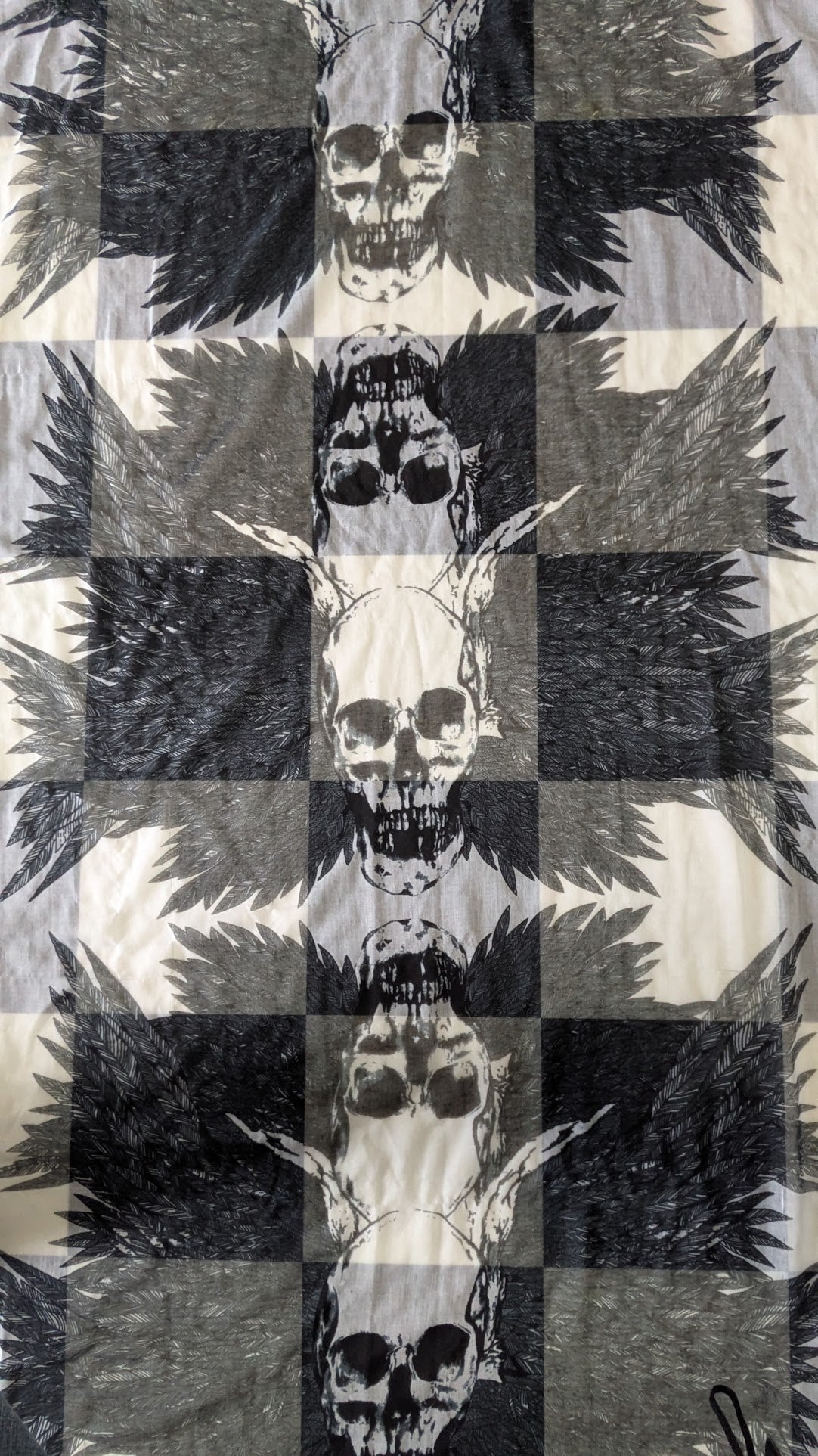 Skull & Wings Black Gray White Fashion Scarf Wrap Shawl 38" x 74"