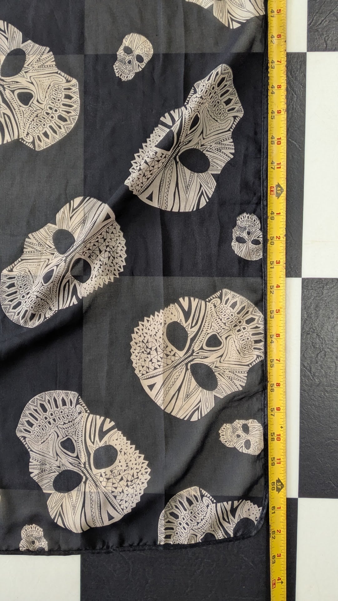 Black Skull Print Lightweight Fashion Scarf Wrap