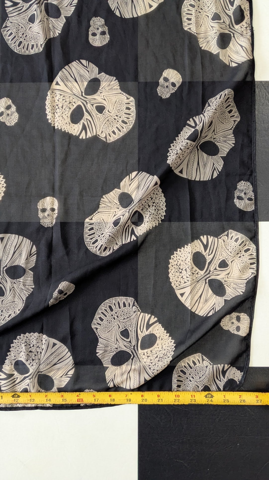 Black Skull Print Lightweight Fashion Scarf Wrap