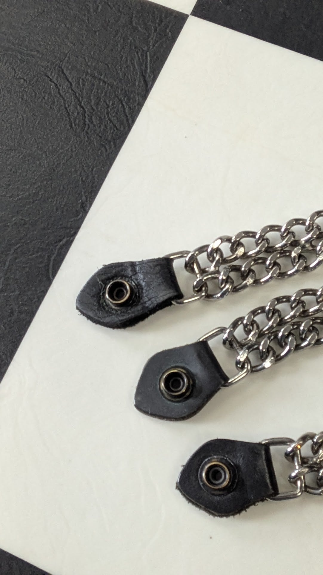 Vintage Motorcycle Vest Extenders Set of 3 Buffalo Nickel Triple Chain Leather Biker Snap Extenders
