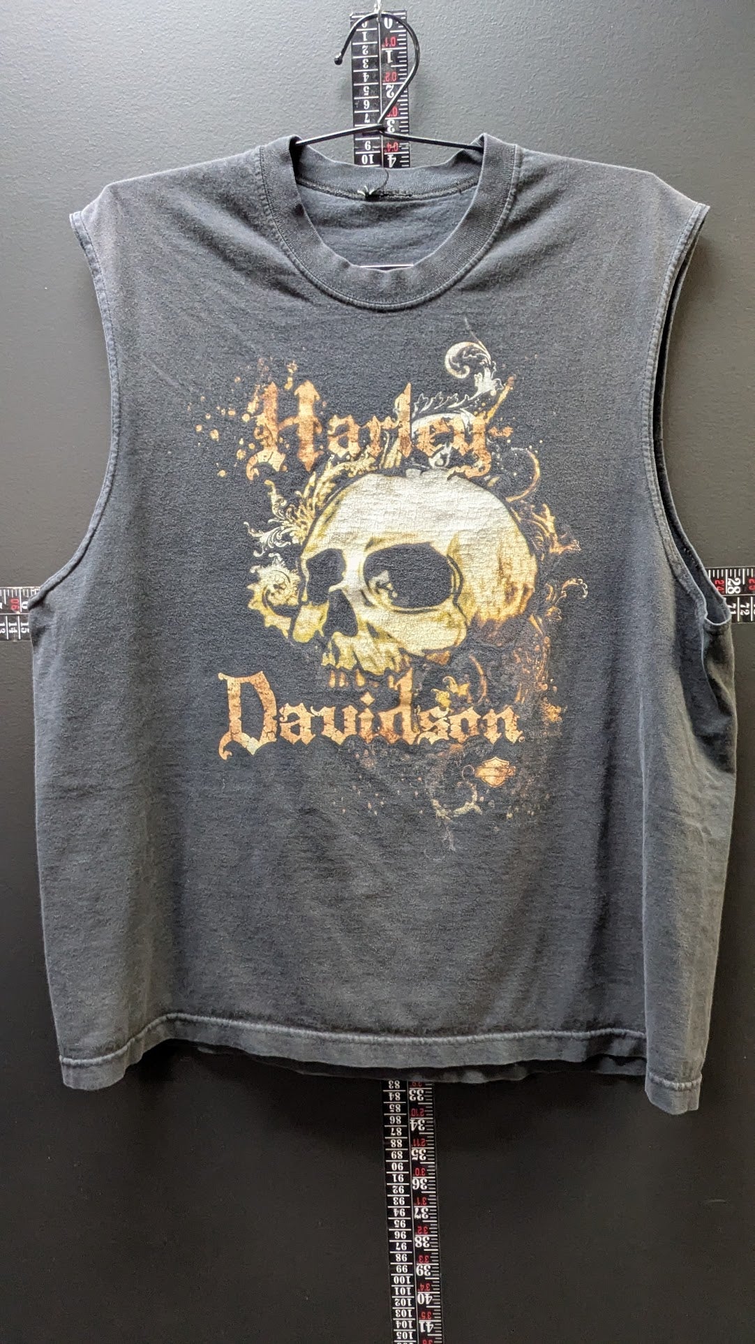 Harley-Davidson Florence Kentucky Skull Sleeveless Cut Off T-Shirt Men's Large Est Black