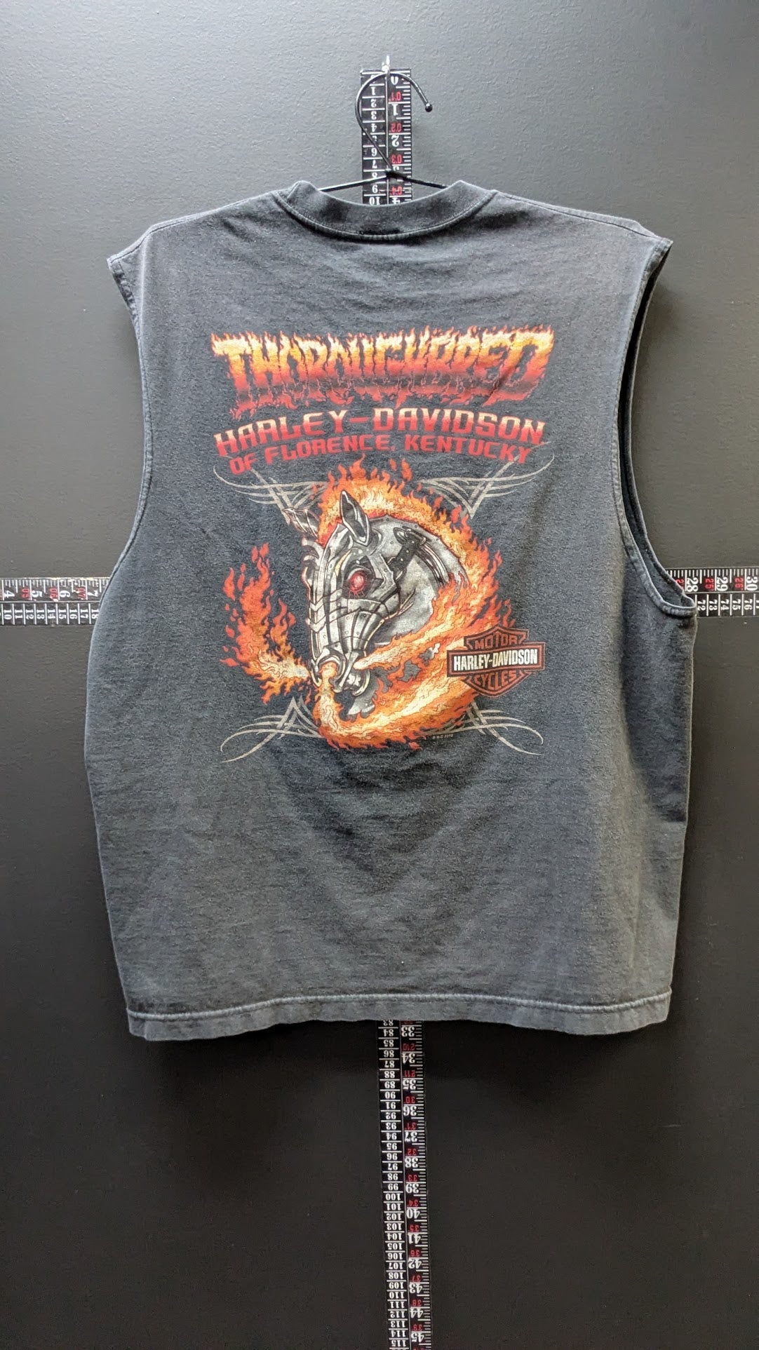 Harley-Davidson Florence Kentucky Skull Sleeveless Cut Off T-Shirt Men's Large Est Black