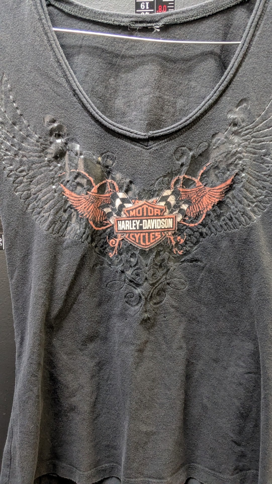 Harley-Davidson Women's Fitted V-Neck Wing Graphic T-Shirt Cincinnati Ohio Black Medium